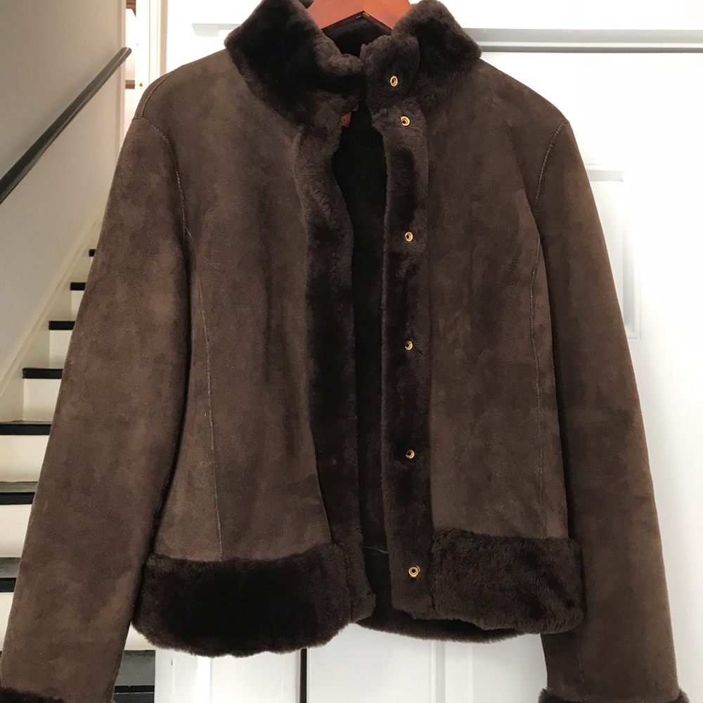 NEW Tory Burch Shearling, Chocolate Brown Size M